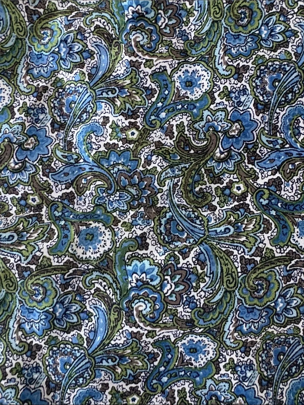 Vintage inspired Talbots Teal and Navy Floral Paisley Square silk Scarf